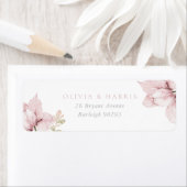 Étiquette Pétales de fleurs rousses Élégant mariage Adresse (En situation)