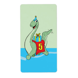 Étiquette Petit garçon, 5e anniversaire Dinosaur