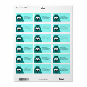 Étiquette Petit Monstre Cyan Sombre (Feuille entière)