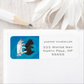 Étiquette Petit Ours Ombre Sur Bleu (En situation)