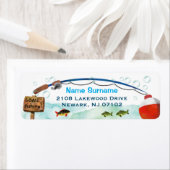 Étiquette Petit pêcheur parti à thème de la pêche (En situation)