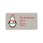 Étiquette Petit pingouin mignon "Joyeux Noël " de Noël (Devant)