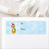 Étiquette Petit renard boisé et flocons de neige de et vers (En situation)