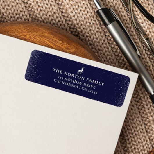 Étiquette Petit renne Simples flocons de neige NAVY Noël