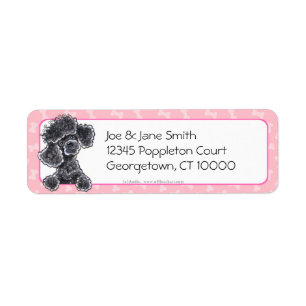 Étiquette Petit rose d'os de caniche noir
