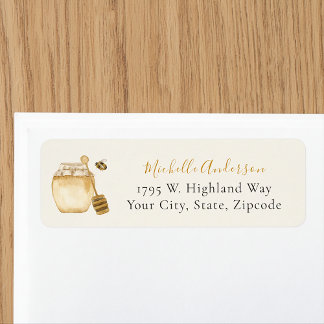 Étiquette Petite abeille douce aquarelle adresse de retour