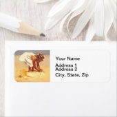 Étiquette Petite fille africaine sur la plage (En situation)