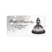 Étiquette Petite fille de Quinceañera violet et noire (Devant)