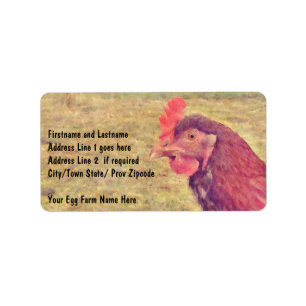 Étiquette Petite poule rouge peinte