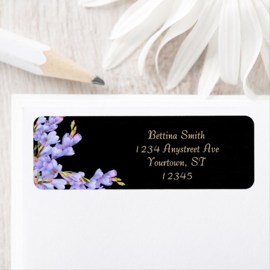Étiquette Petites Fleurs Bleues (En situation)