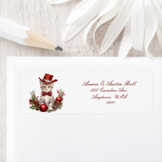 Étiquette Petits Chatons Habillés Pour Noël (En situation)