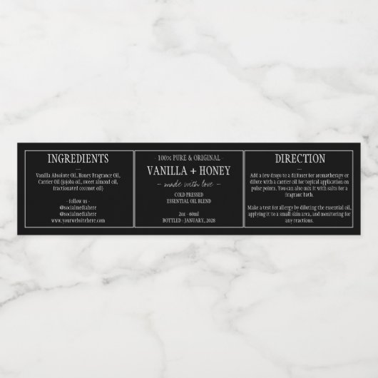 Étiquette pétrole essentiel (Étiquettes simples)