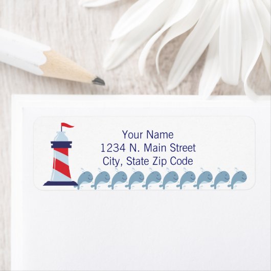 Étiquette Phare Avec Drapeau Rouge (En situation)