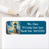 Étiquette Phare de Noël Arbre Nautique Bleu Côtier (En situation)