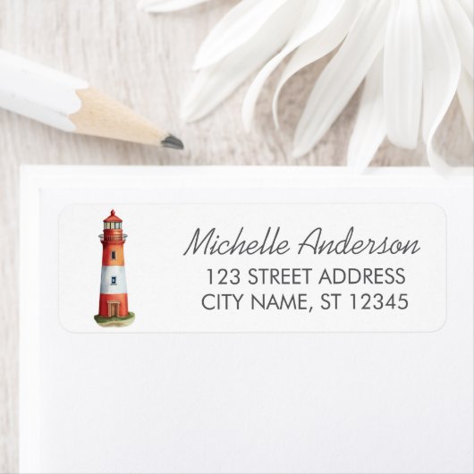 Étiquette Phare nautique aquarelle tendance moderne       (En situation)