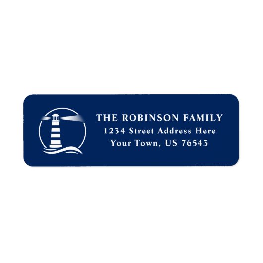 Étiquette Phare Nautique Ocean Waves Marine Adresse bleue (Devant)