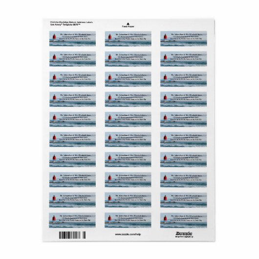 Étiquette Phare rouge (Feuille entière)