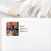 Étiquette Philadelphia PA - Maison De Ville Avec Geraniums R (En situation)