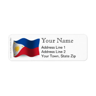 Étiquette Philippines ondulant le drapeau