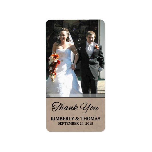 Étiquette photo Brown et Mariage noir personnalisé (Devant)