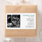 Étiquette Photo carré - Moteur Moto Classique (En situation)