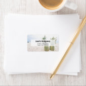 Étiquette Photo de 2 ananas sur une adresse de plage (En situation)