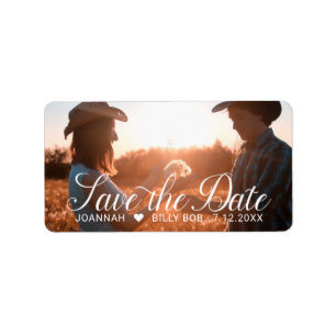 Étiquette Photo de couple romantique avec un couple Sauvez l