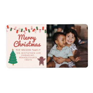 Étiquette Photo de famille de Noël Joyeux Noël Adresses