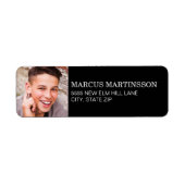 Étiquette Photo de Graduation en noir blanc (Devant)