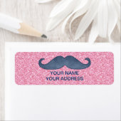 ÉTIQUETTE PHOTO DE LA PARTIES SCINTILLANT ROSE DE LA MUSTACH (En situation)