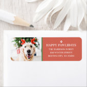 Étiquette Photo de Noël de chien Happy Pawlidays Adresse (En situation)