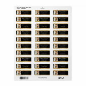 Étiquette Photo de Noël Elegant Noir & Faux Or (Feuille entière)