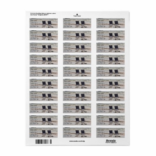 Étiquette Photo de plage (Feuille entière)