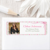 Étiquette Photo Graduation Return Address Labels Pink Bow (En situation)