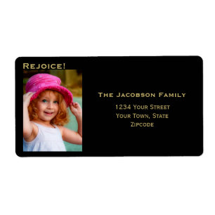 Étiquette Photo minimaliste Grosse Black Holiday Adresse de 