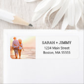 Étiquette Photo moderne Black Script Adresse de retour (En situation)