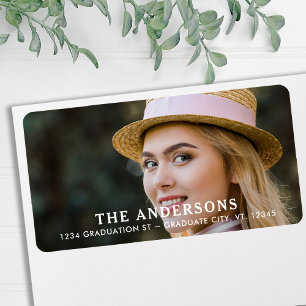 Étiquette Photo Moderne Graduée - Adresse de retour personna