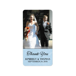 Étiquette photo personnalisé Mariage bleu clair Me
