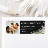 Étiquette Photo & Pine Elégante et moderne Noël vert (En situation)