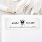 Étiquette Photographe du logo de la caméra Lens (En situation)