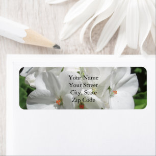 Étiquette Photographie à fleurs de géranium blanc