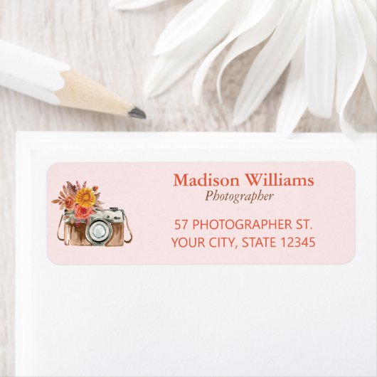 Étiquette Photographie couleur rose Vintage Retour (En situation)