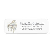 Étiquette Piano à Queue Élégant avec Fleurs Adresse de Retou (Devant)