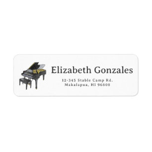 Étiquette Piano à queue illustration élégante aquarelle