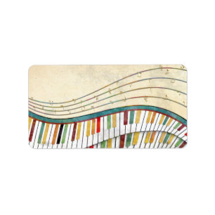 Étiquette Piano robuste et coloré rétro