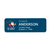 Étiquette Pickball Père Noël Blue Christmas Adresse de retou (Devant)