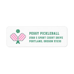 Étiquette Pickleball rose et vert Preppy