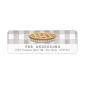 Étiquette Pie Grey Gihgham Plaid Adresse de retour (Devant)