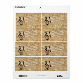 Étiquette Pièces de musique Vintage ID389 (Feuille entière)