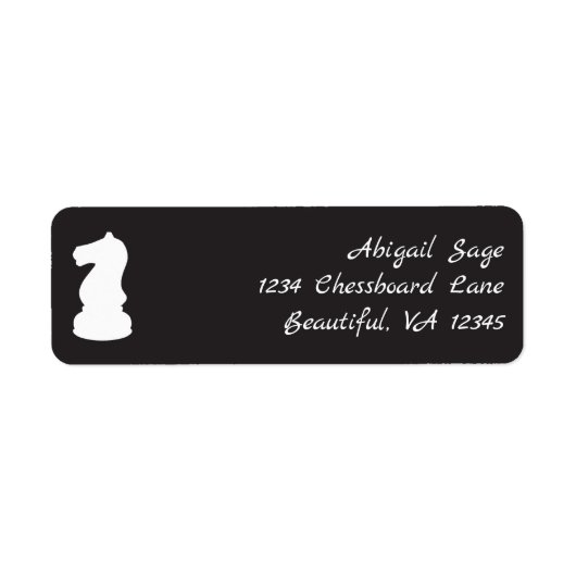 Étiquette Pièces d'échecs noir et blanc Knight Classic (Devant)